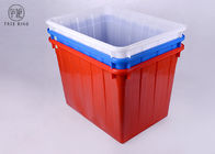 큰 단단한 중첩 플라스틱 궤 상자, 빨강/파란 플라스틱 저장 그릇 재생