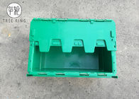 경첩을 다는 뚜껑, 붙어 있던 뚜껑 콘테이너 500 x 330 x 236mm를 가진 재생된 녹색 플라스틱 저장 상자